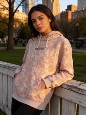 Gymshark Women's Blush Pink Camo Pullover Hoodie